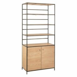 Kệ khung chân sắt mặt gỗ có tủ GHK-166