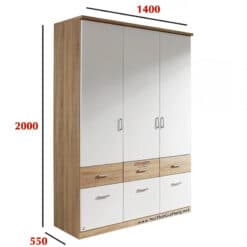 Tủ áo gỗ công nghiệp MDF chống ẩm 3 cánh GHTop-5194