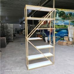 Kệ trang trí khung sắt mặt gỗ GHS-8782