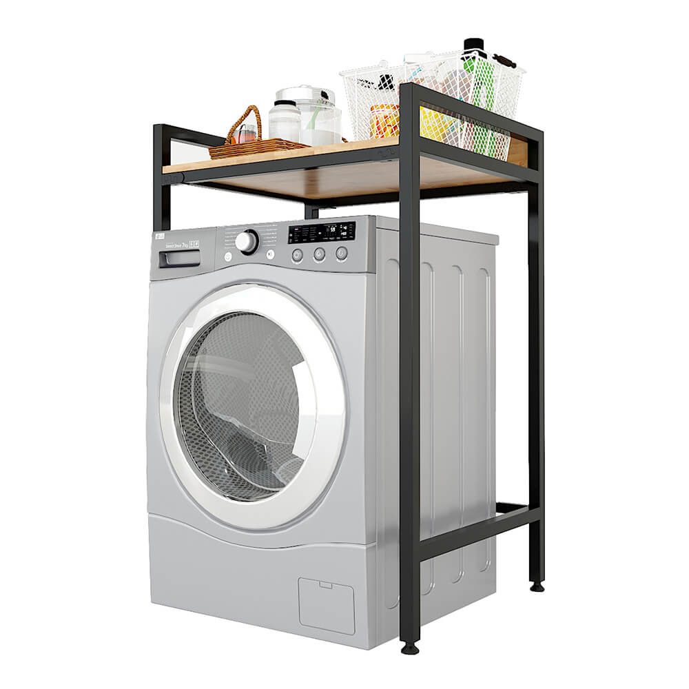 Kệ máy giặt đơn giản gỗ cao su khung sắt GHS-9347 3 Kệ máy giặt đơn giản gỗ cao su khung sắt GHS-9347