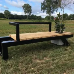 Ghế băng sân vườn chân sắt mặt gỗ thông GHS-9259