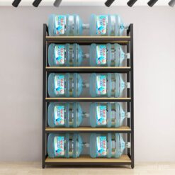 Kệ trung bày sản phẩm chân sắt mặt gỗ GHK-9498